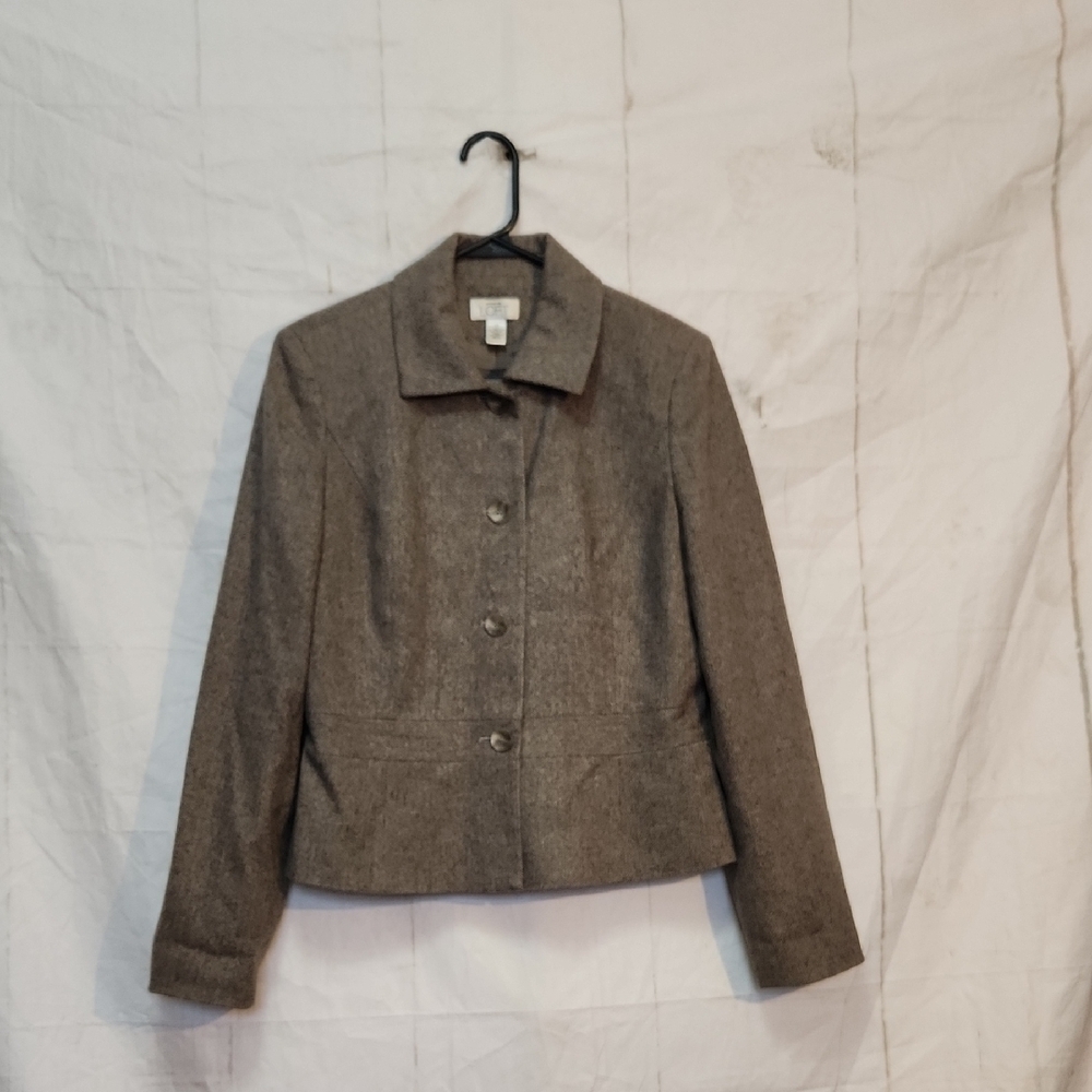 Loft Virgin Wool Button Front Tan Blazer